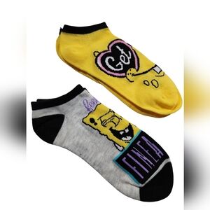 NWOT SpongeBob Squarepants No-Show Socks Size 4-10 2 Pair